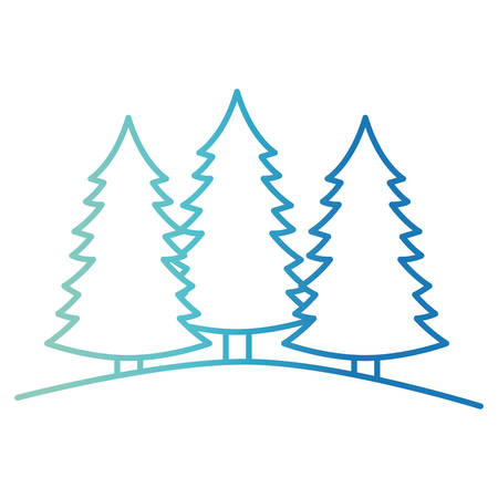 pine trees landscape set on gradient color silhouette blue vector illustrationのイラスト素材
