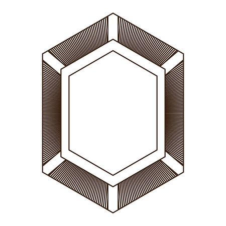 shield in shape of diamond in brown silhouette with decorative edge striped vector illustrationのイラスト素材