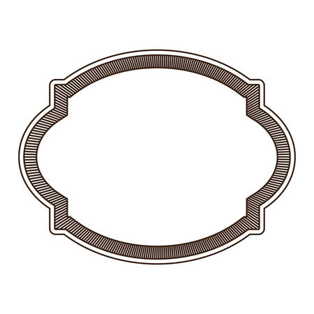 heraldic silhouette decorative rounded frame in brown color with striped edge vector illustrationのイラスト素材