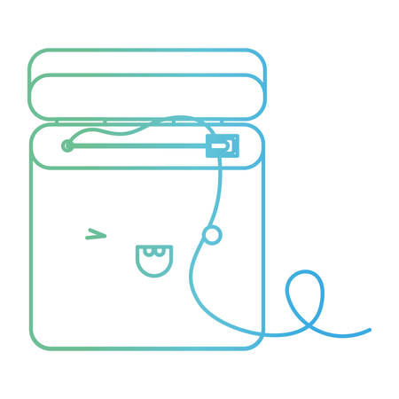 dental floss  in degraded green to blue color contour vector illustrationのイラスト素材