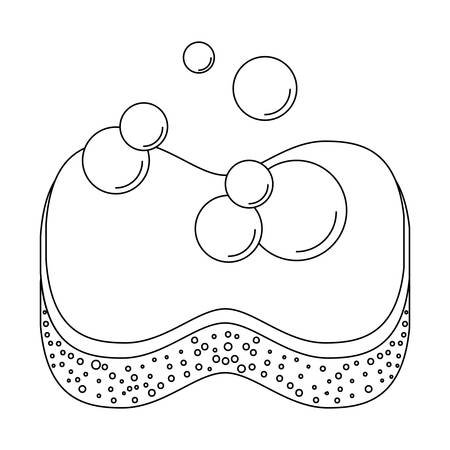 sponge with bubbles of soap in monochrome silhouette vector illustrationのイラスト素材