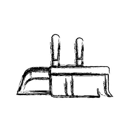 dustpan and hand broom in closeup in monochrome blurred silhouette vector illustrationのイラスト素材