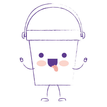 cartoon bucket with handle in purple blurred silhouette vector illustrationのイラスト素材