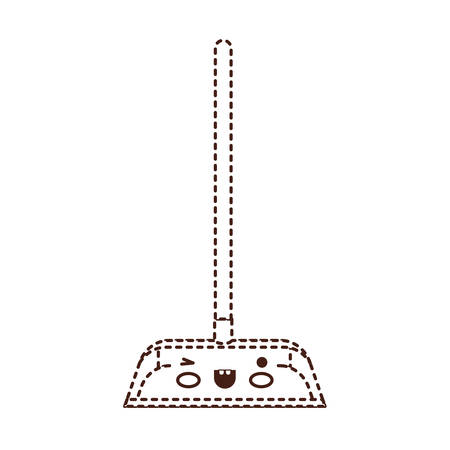 Dustpan with wooden stick cartoon character.のイラスト素材