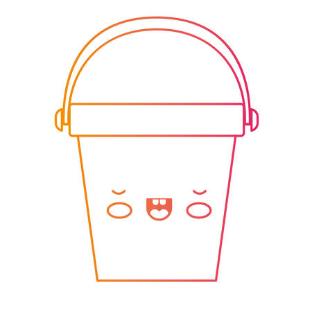 bucket with handle in degraded yellow to magenta silhouette vector illustrationのイラスト素材