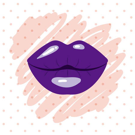 purple lips kiss sketch in white background vector illustrationのイラスト素材