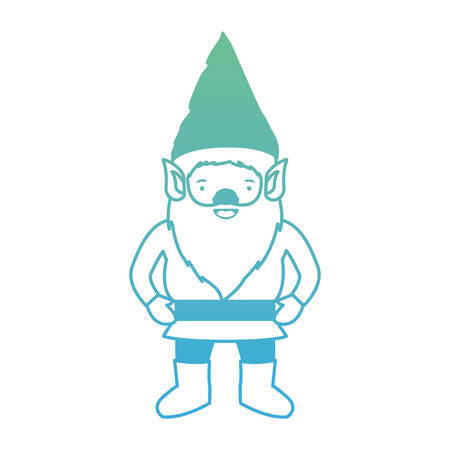 gnome with costume in degraded green to blue color contour vector illustrationのイラスト素材