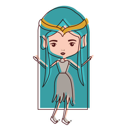 elf princess fantastic characters in watercolor silhouette vector illustrationのイラスト素材