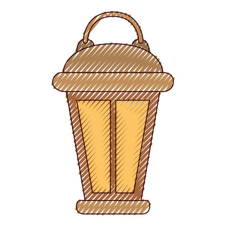 vintage lantern in colored crayon silhouette vector illustrationのイラスト素材