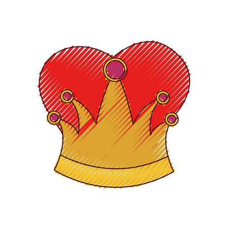 queen crown in colored crayon silhouette vector illustrationのイラスト素材