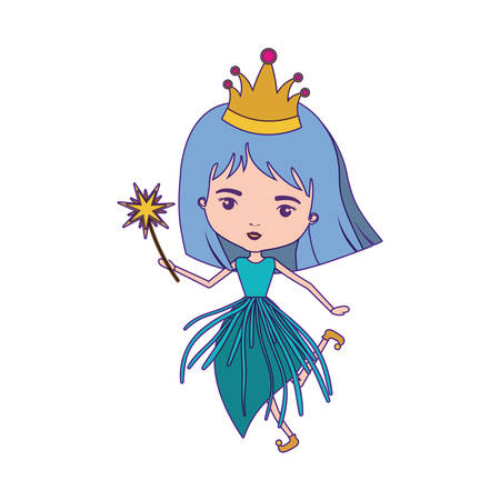 princess fairy with crown and magic wand with purple contour vector illustrationのイラスト素材