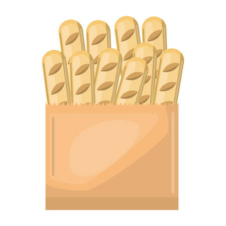 paper bag with french breads colorful silhouette vector illustrationのイラスト素材