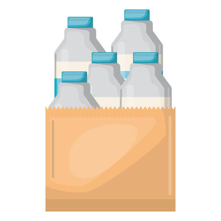 paper bag with milk bottles vector illustrationのイラスト素材