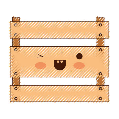 wooden basket in colored crayon silhouette vector illustrationのイラスト素材