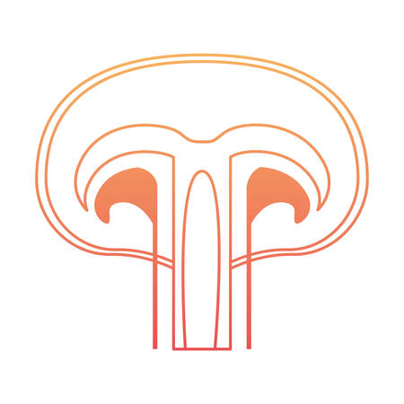 mushroom icon in degraded orange to magenta color contour vector illustrationのイラスト素材