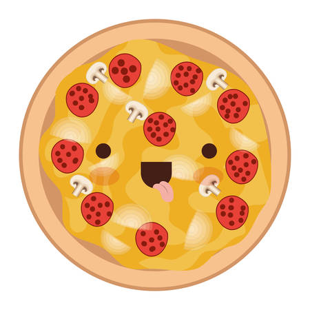 pizza in colorful silhouette on white background vector illustrationのイラスト素材