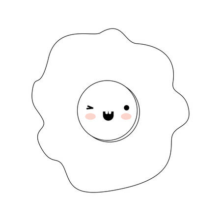 fried egg in monochrome silhouette on white background vector illustrationのイラスト素材