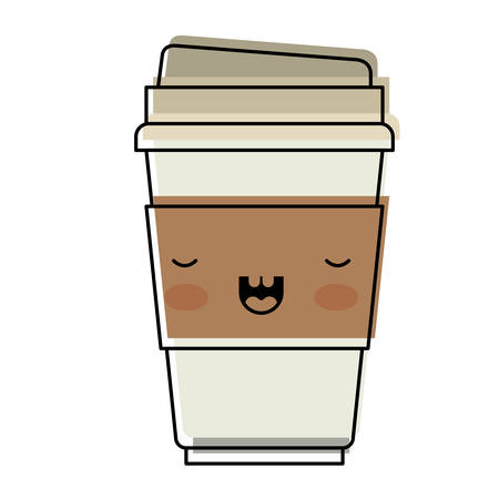 disposable cup in watercolor silhouette on white background vector illustrationのイラスト素材