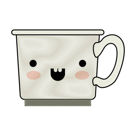 kawaii coffee cup in colored crayon silhouette vector illustrationのイラスト素材