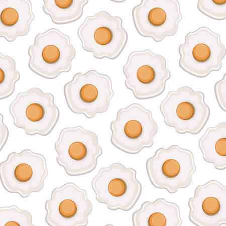 fried eggs pattern in colorful silhouette in white background vector illustrationのイラスト素材
