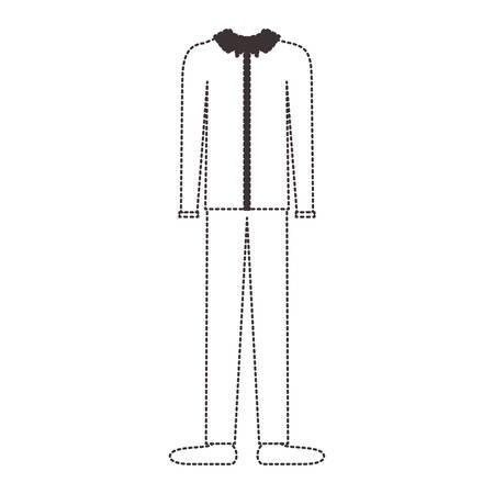 male clothes with long sleeve shirt and pant and shoes in black dotted silhouette vector illustrationのイラスト素材