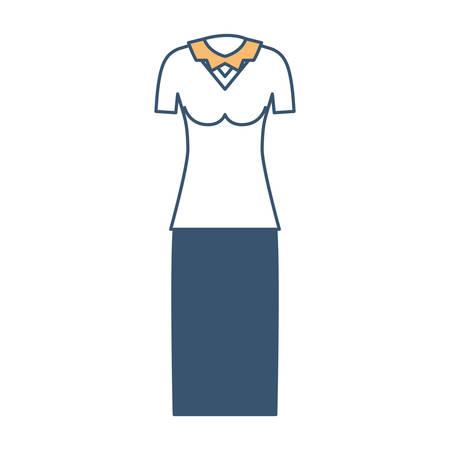 female clothes with blouse and skirt in color sections silhouette vector illustrationのイラスト素材