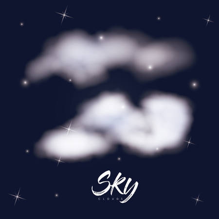sky clouds poster with clouds over background of starry sky vector illustrationのイラスト素材
