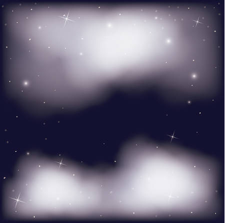 dark sky background with clouds and starry vector illustrationのイラスト素材