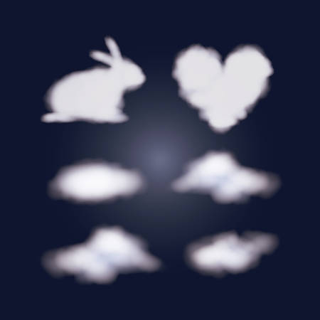 nightly background with clouds set with several shapes vector illustrationのイラスト素材