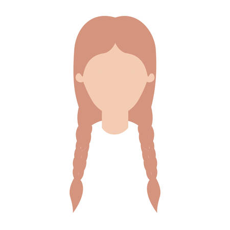 faceless woman with braided hair in colorful silhouette vector illustrationのイラスト素材