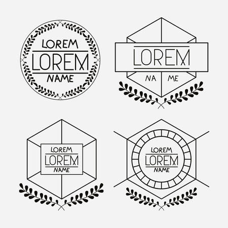Retro vintage insignias sketch set in monochrome silhouette vector illustration.のイラスト素材