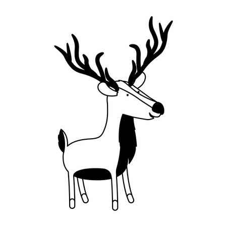Deer cartoon black silhouette in white background vector illustration.のイラスト素材