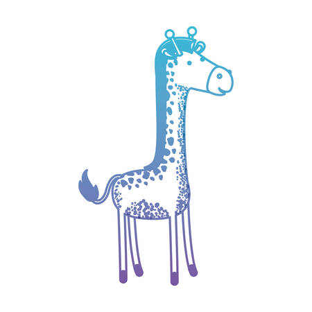 giraffe cartoon in degraded blue to purple color silhouette vector illustrationのイラスト素材