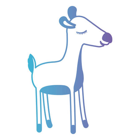 Female deer cartoon with closed eyes expression in degraded blue to purple color silhouette vector illustrationのイラスト素材