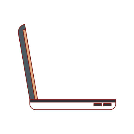 laptop computer side view in colorful silhouette vector illustrationのイラスト素材