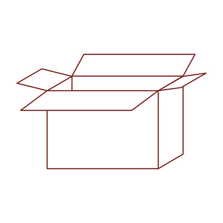 opened cardboard box icon in dark red contour vector illustrationのイラスト素材