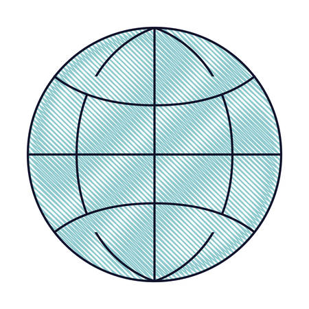 A world globe flat icon in colored crayon silhouette vector illustrationのイラスト素材