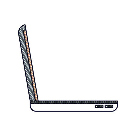 A laptop computer side view in colored silhouette vector illustrationのイラスト素材