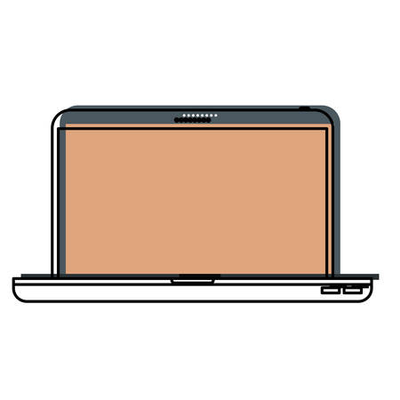 laptop computer front view in watercolor silhouette vector illustrationのイラスト素材