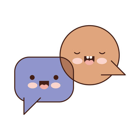 Kawaii dialogue speech set with tail in colorful silhouette vector illustration.のイラスト素材