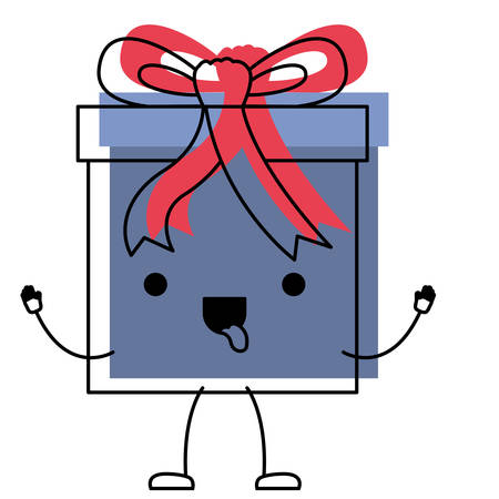 Animated gift box icon with decorative ribbon in watercolor silhouette vector illustrationのイラスト素材