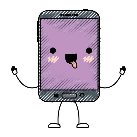 Animated tablet device icon in colored crayon silhouette vector illustrationのイラスト素材