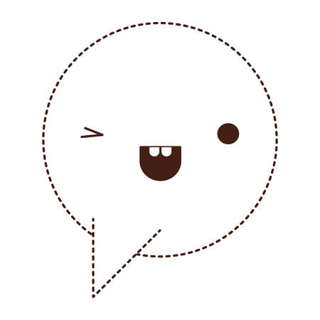 Kawaii circular dialogue speech with tail in monochrome dotted silhouette vector illustration.のイラスト素材