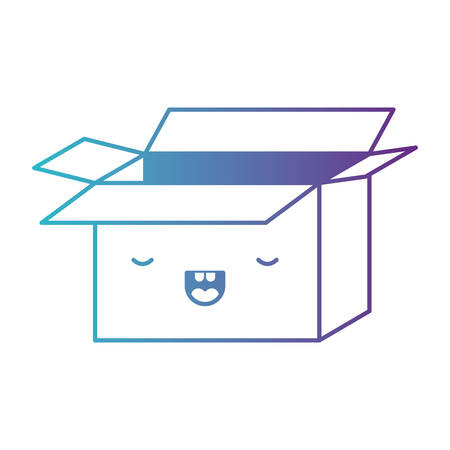 Opened cardboard box in degraded blue to purple color contour vector illustrationのイラスト素材