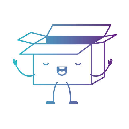 Opened kawaii animated cardboard boxのイラスト素材