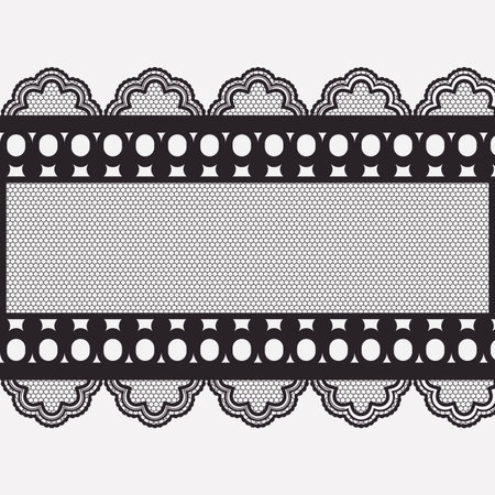 lace horizontal seamless close-up in monochrome silhouette vector illustrationのイラスト素材