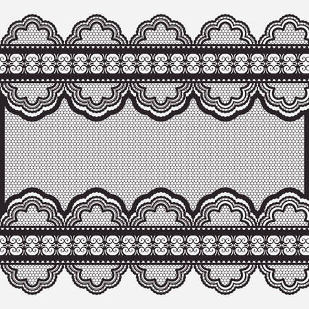 Lace horizontal seamless close-up in monochrome silhouette vector illustrationのイラスト素材