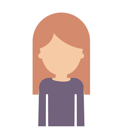 Half body faceless woman with long straight hair in colorful silhouette vector illustration.のイラスト素材