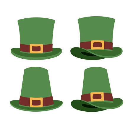 top hats set in colorful silhouette over white background vector illustrationのイラスト素材