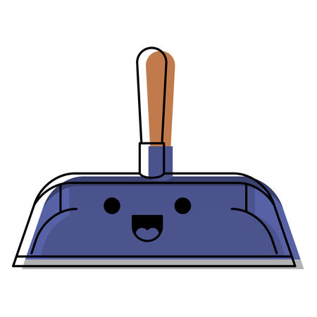 hand dustpan with wooden stick in colorful watercolor silhouette vector illustrationのイラスト素材